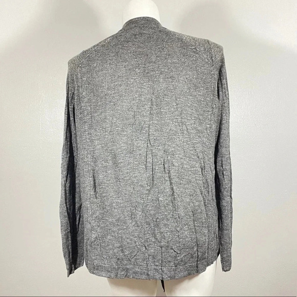 Vince Womens Gray Open-Front Ruffle Knit Cardigan Sweater Long Sleeve Size Large - Picture 3 of 6